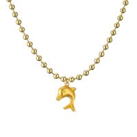 Vacation Beach Dolphin Copper Enamel Plating Gold Plated Pendant Necklace sku image 3