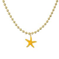 Vacaciones Estrella De Mar Cobre Esmalte Enchapado Chapado En Oro Collar Colgante sku image 3