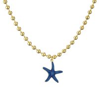Vacaciones Estrella De Mar Cobre Esmalte Enchapado Chapado En Oro Collar Colgante main image 3