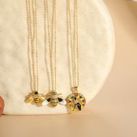Elegant Classic Style Insect Copper Enamel Plating Inlay Zircon 14k Gold Plated Necklace main image 7