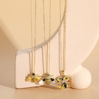 Elegant Classic Style Insect Copper Enamel Plating Inlay Zircon 14k Gold Plated Necklace main image 6