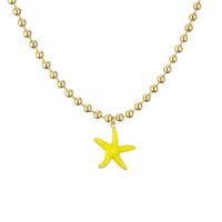 Vacaciones Estrella De Mar Cobre Esmalte Enchapado Chapado En Oro Collar Colgante sku image 4