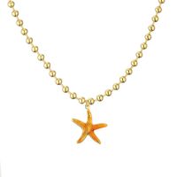 Vacaciones Estrella De Mar Cobre Esmalte Enchapado Chapado En Oro Collar Colgante sku image 5