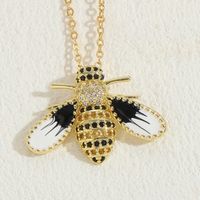 Elegant Classic Style Insect Copper Enamel Plating Inlay Zircon 14k Gold Plated Necklace sku image 3