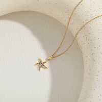 Elegant Classic Style Star Copper 14k Gold Plated Zircon Necklace In Bulk main image 6