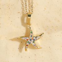 Elegant Classic Style Star Copper 14k Gold Plated Zircon Necklace In Bulk sku image 3