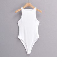Women's Vest Sleeveless Bodysuits Patchwork Washed Sexy Solid Color main image 4