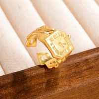 Vintage Style Simple Style Clock Copper Alloy Plating Hollow Out 18k Gold Plated Women's Open Ring main image 2