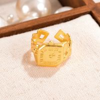 Vintage Style Simple Style Clock Copper Alloy Plating Hollow Out 18k Gold Plated Women's Open Ring main image 1
