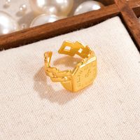 Vintage Style Simple Style Clock Copper Alloy Plating Hollow Out 18k Gold Plated Women's Open Ring main image 4