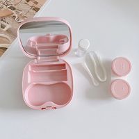 Contact Lens Case Simple Diy Square Box Portable Colored Contact Lenses Case Mate Double Box Glossy Storage Box Wholesale main image 3