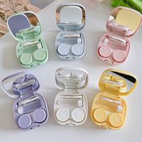 Contact Lens Case Simple Diy Square Box Portable Colored Contact Lenses Case Mate Double Box Glossy Storage Box Wholesale main image 1