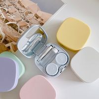 Contact Lens Case Simple Diy Square Box Portable Colored Contact Lenses Case Mate Double Box Glossy Storage Box Wholesale main image 4