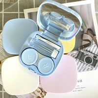 Contact Lens Case Simple Diy Square Box Portable Colored Contact Lenses Case Mate Double Box Glossy Storage Box Wholesale main image 5