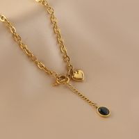 Modern Style Simple Style Oval Heart Shape Titanium Steel Toggle Plating 18k Gold Plated Pendant Necklace main image 1