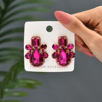 Glam Shiny Water Droplets Copper Alloy Inlay Glass Women's Ear Studs sku image 4
