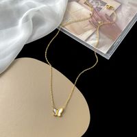 304 Stainless Steel 18K Gold Plated Vintage Style Plating Butterfly Acrylic Earrings Necklace main image 4