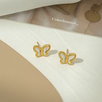 304 Stainless Steel 18K Gold Plated Vintage Style Plating Butterfly Acrylic Earrings Necklace main image 3