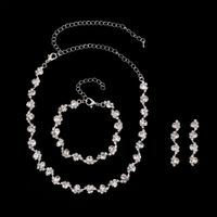 Bridal Necklace Earrings Two-piece Alloy Silver-plated Claw Chain Rhinestone Jewelry sku image 13