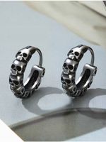 1 Pair Retro Cool Style Skull Stainless Steel Earrings main image 3