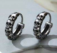 1 Pair Retro Cool Style Skull Stainless Steel Earrings sku image 1