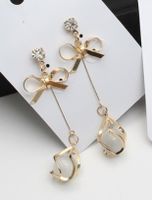 Wholesale Jewelry 1 Pair Simple Style Triangle Oval Bow Knot Alloy Opal Zircon Drop Earrings Ear Studs sku image 5