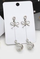 Wholesale Jewelry 1 Pair Simple Style Triangle Oval Bow Knot Alloy Opal Zircon Drop Earrings Ear Studs sku image 6