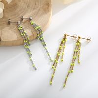 1 Pair Modern Style Tassel Plating Chain Stainless Steel 18K Gold Plated Drop Earrings main image 8