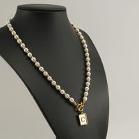 Rostfreier Stahl 18 Karat Vergoldet Elegant Französische Art Perle Überzug Inlay Brief Hülse Halskette Mit Anhänger main image 6