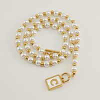 Rostfreier Stahl 18 Karat Vergoldet Elegant Französische Art Perle Überzug Inlay Brief Hülse Halskette Mit Anhänger main image 5