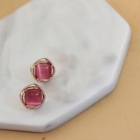Wholesale Jewelry 1 Pair Simple Style Triangle Oval Bow Knot Alloy Opal Zircon Drop Earrings Ear Studs sku image 2