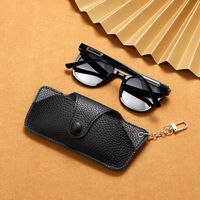 Simple Handmade Leather Portable Sunglasses Case Drop-resistant Sunglasses Case Glasses Bag Chain Pannier Bag main image 4