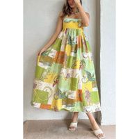 Women's A-line Skirt Casual Vacation Zipper Patchwork Sleeveless Animal Midi Dress Holiday main image 3