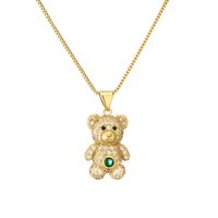 Casual Cute Little Bear Copper Gold Plated Zircon Pendant Necklace In Bulk main image 2
