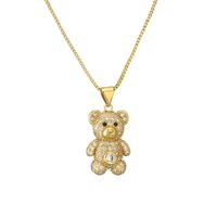 Casual Cute Little Bear Copper Gold Plated Zircon Pendant Necklace In Bulk main image 4