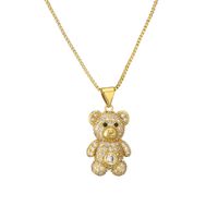 Décontractée Mignon Ours Le Cuivre Plaqué Or Zircon Pendentif En Masse main image 4