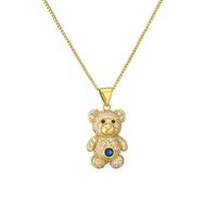 Casual Cute Little Bear Copper Gold Plated Zircon Pendant Necklace In Bulk sku image 4