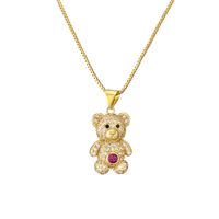Casual Cute Little Bear Copper Gold Plated Zircon Pendant Necklace In Bulk main image 3