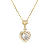Ig Style Sweet Heart Shape Copper Plating Inlay Zircon Gold Plated Pendant Necklace sku image 3
