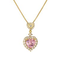 Ig Style Sweet Heart Shape Copper Plating Inlay Zircon Gold Plated Pendant Necklace main image 2
