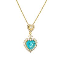 Ig Style Sweet Heart Shape Copper Plating Inlay Zircon Gold Plated Pendant Necklace main image 5