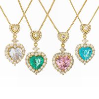 Ig Style Sweet Heart Shape Copper Plating Inlay Zircon Gold Plated Pendant Necklace main image 6