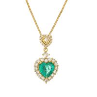 Ig Style Sweet Heart Shape Copper Plating Inlay Zircon Gold Plated Pendant Necklace main image 4