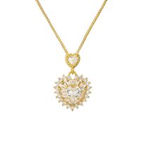 Ig Style Sweet Heart Shape Copper Plating Inlay Zircon Gold Plated Pendant Necklace main image 3