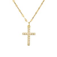 Casual Simple Style Cross Tree Stainless Steel Copper Plating Hollow Out Inlay Zircon Gold Plated Pendant Necklace main image 6