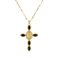 Simple Style Commute Human Cross Stainless Steel Copper Plating Inlay Zircon Gold Plated Pendant Necklace sku image 7