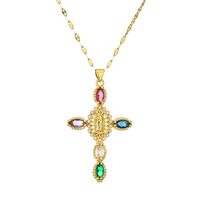 Simple Style Commute Human Cross Stainless Steel Copper Plating Inlay Zircon Gold Plated Pendant Necklace sku image 4