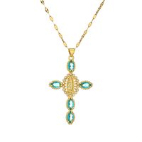 Simple Style Commute Human Cross Stainless Steel Copper Plating Inlay Zircon Gold Plated Pendant Necklace sku image 8