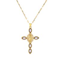 Simple Style Commute Human Cross Stainless Steel Copper Plating Inlay Zircon Gold Plated Pendant Necklace sku image 3