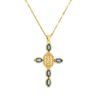 Simple Style Commute Human Cross Stainless Steel Copper Plating Inlay Zircon Gold Plated Pendant Necklace sku image 6